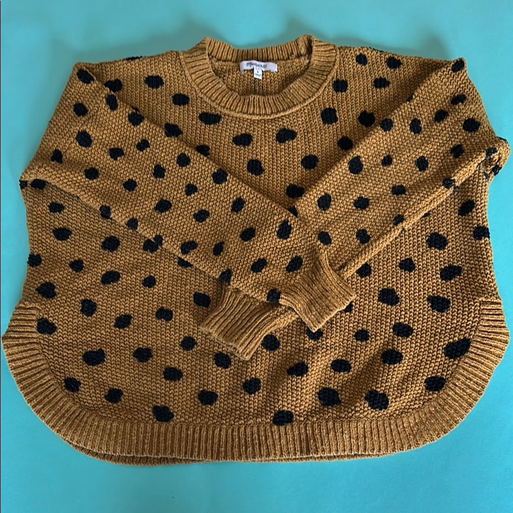 Madewell Black and Orange Crew Neck Sweater